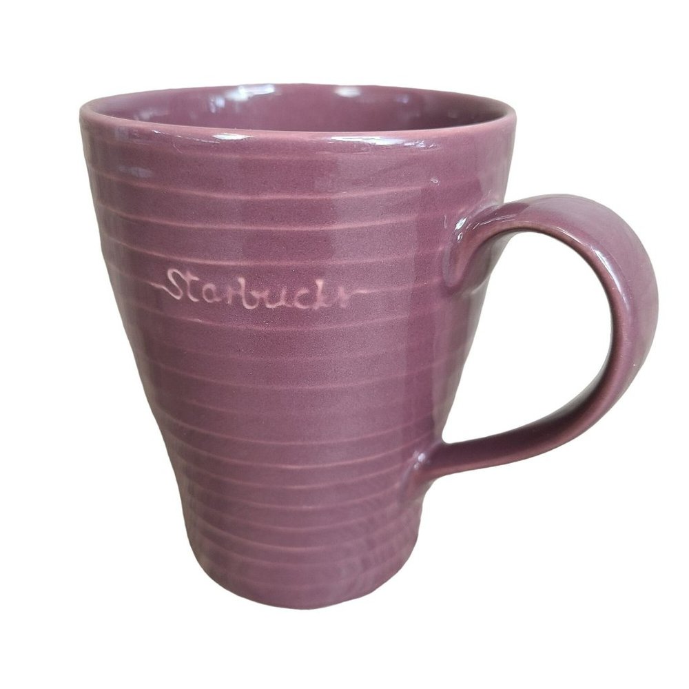 Starbucks Coffee 2009 Design House Stockholm 12 oz Embossed Ribbed Eggplant Purp